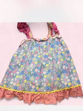 Matilda Jane White Lined Floral Dress with Pink Trim